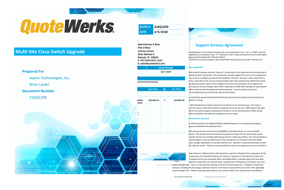 QuoteWerks Screenshot:  voorbeeldoffertes