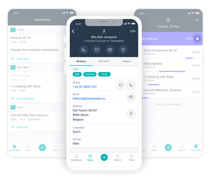 Screenshot Teamleader Mobiele App
