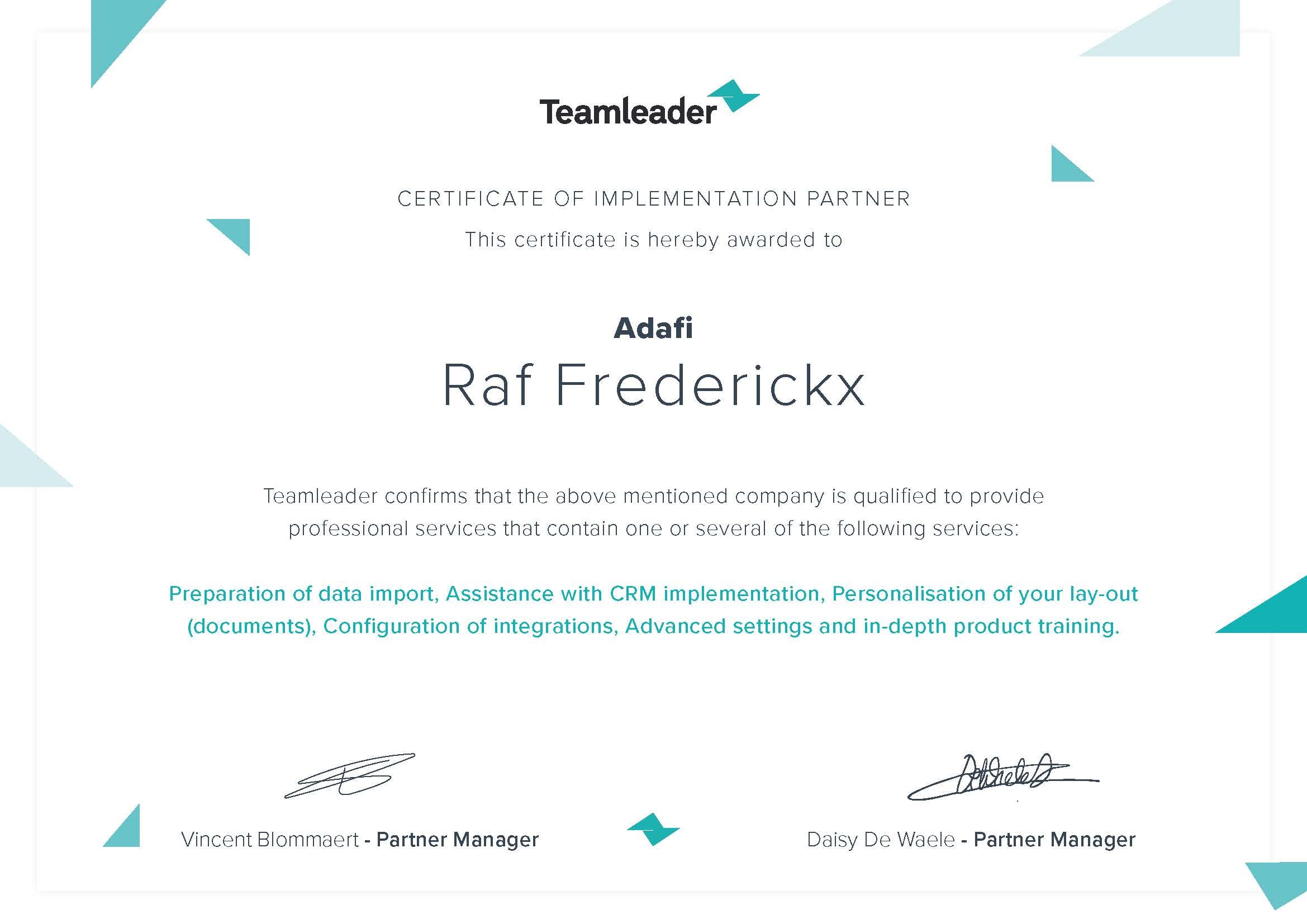 Teamleader partnercertificaat