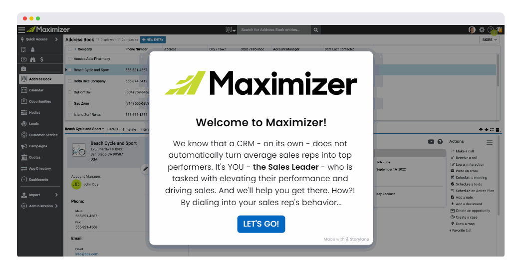 Maximizer Product Tour start hier